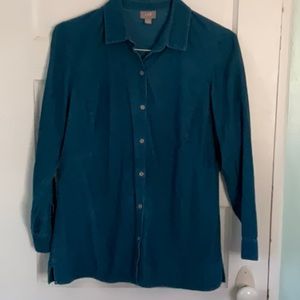 J. Jill Blue Microcorduroy Button Down Tunic Size S